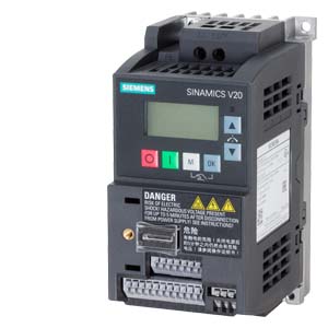 SIEMENS SINAMICS V20 200-240V 1AC -10/+10% 47-63HZ RATED POWER 0.37 KW USS/MODBUS