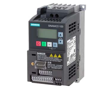 SIEMENS SINAMICS V20 200-240V 1AC -10/+10% 47-63HZ RATED POWER 0.55 KW USS/MODBUS
