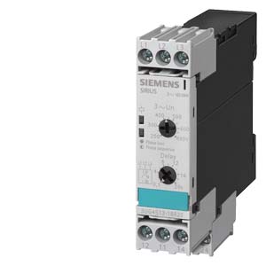 SIEMENS ANALOG MONITORING RELAY PHASE FAILURE AND SEQUENCE ADJUSTABLE UNDERVOLTAGE ASYMMETRY 20% FIXED 3 X 160 TO 690 V 50 TO 60 HZ AC HYSTERESIS 5% FIXED DELAY TIME 0-20 S 2 CHANGE-OVER CONT